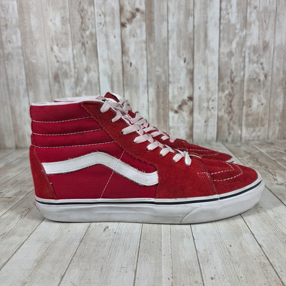 Vans Sk8 Hi Red Suede High Top Skate Shoes Men's Size 9